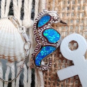 🆕🌅 Blue Fire Opal Seahorse